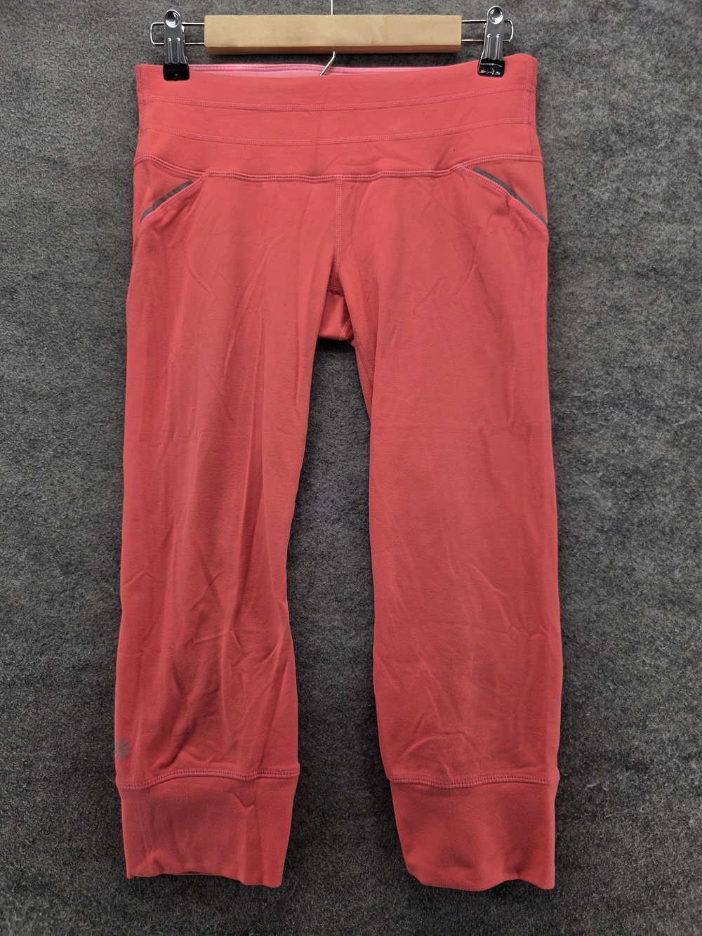 Athleta Pants Womens Small Pink Crop Yoga High Rise Activewear Pockets Gym